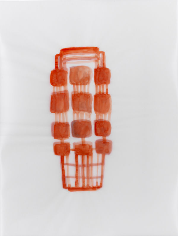 Susan Hefuna Red Building 2012 Watercolour on tracing paper 30.5 x 23 cm