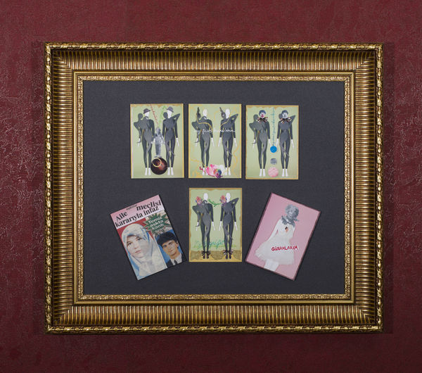 Model 2 2020 postcards and mixed media 81 x 70 cm