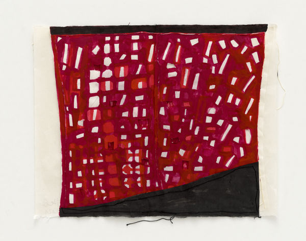 Susan Hefuna Landscapes 2021 Paper, Ink, Stitching 55 x 66 cm (framed)