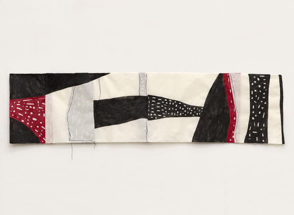 Susan Hefuna Landscapes 2021 Paper, Ink, Stitching 80 x 220 cm