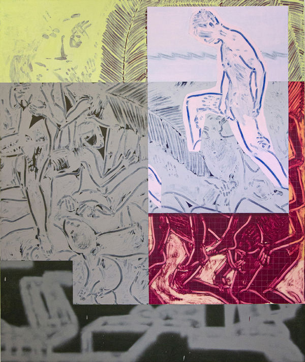 Cosimo Casoni Celebration Of Life 4 2023 Acrylic Enamel Fingers Prints Pencil Spray Paint On Canvas 250 X 210 Cm