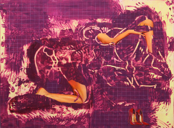 Cosimo Casoni Orgy 2022 Il Painting Enamel Acrylic Finger Prints Pencil On Canvas 130 X 160 Cm