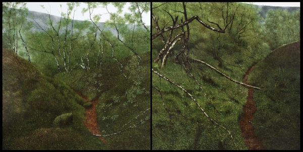Paul De Roy Path to Silfarcanyon diptych oil on canvas 80 x 160 cm