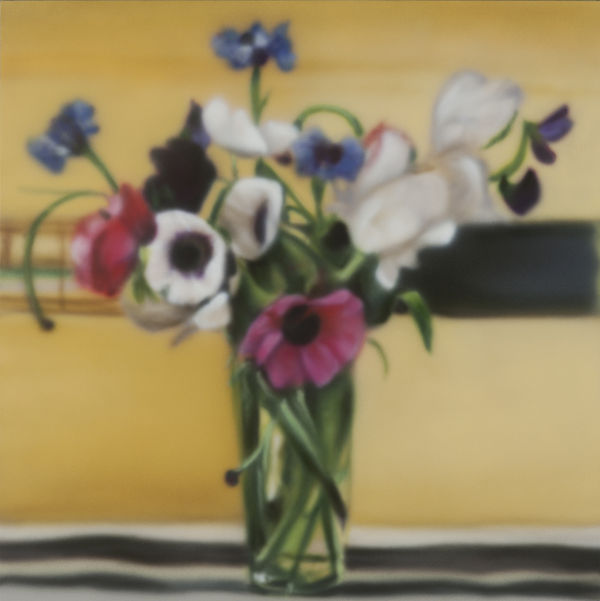 Ben Schonzeit "Bouquet on Yellow" 40 x 40 cm Acrylic on panel