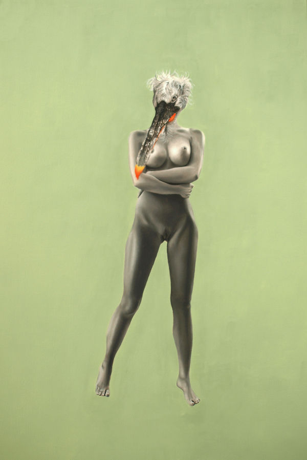 Francisco Rangel Pelican Woman Oil on board 60 x 40 cm