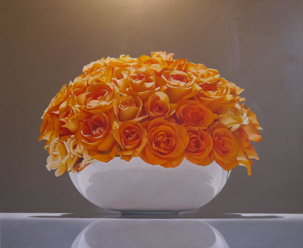 Sarah Sibley Orange Roses Oil on linen 100 x 120 cm