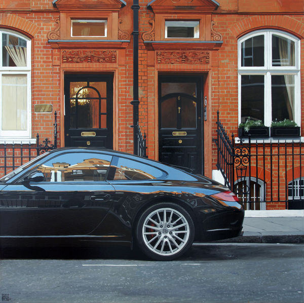 Luis Perez Porsche 997/Draycott Place Acrylic on canvas 73 x 73 cm