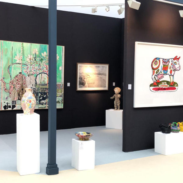 Aboriginal art, non western art and western art on display at the Rebecca Hossack Art Gallery pop-up at Olympia Art & Antiques Fair 2019