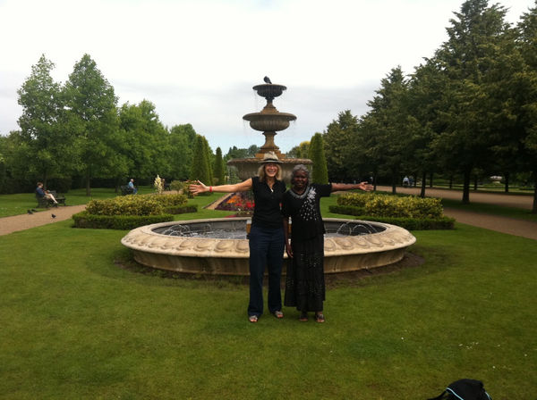 Rebecca Hossack and artist Judy Manany in Regent's Park