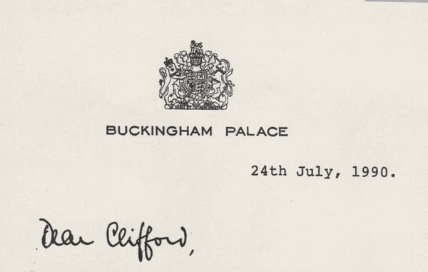 Letter from Buckingham Palace to Clifford Possum
