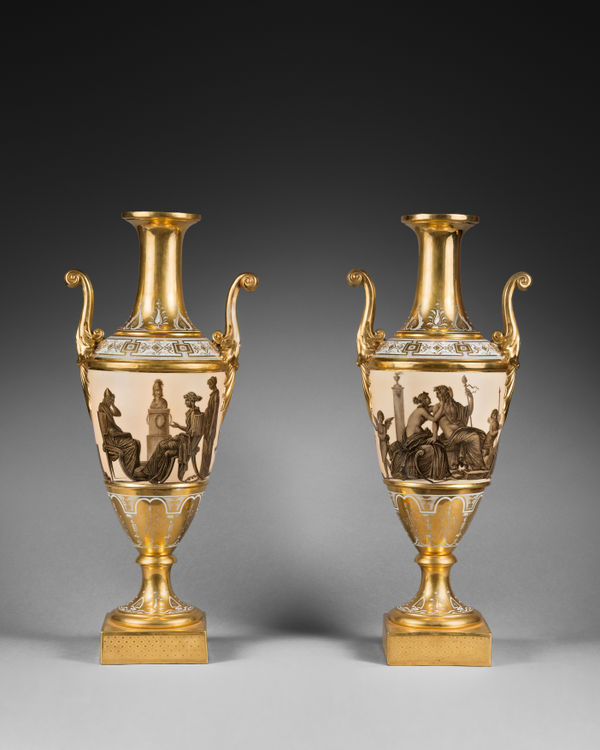 Paris Porcelain, A pair of Empire Paris porcelain vases, Paris, date circa 1805-1810
