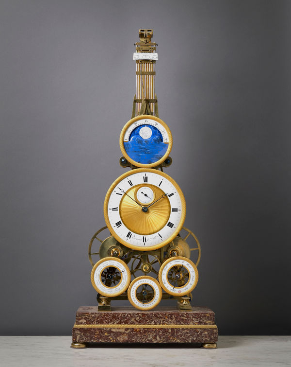 Verneuil, An Empire astronomical skeleton clock by Verneuil, Paris, date circa 1810