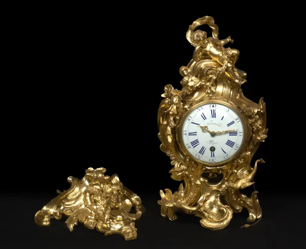 Jean-Joseph de Saint-Germain, A Louis XV cartel clock with bracket by Normand, the case by Jean-Joseph de Saint-Germain, Paris, date circa 1745-49