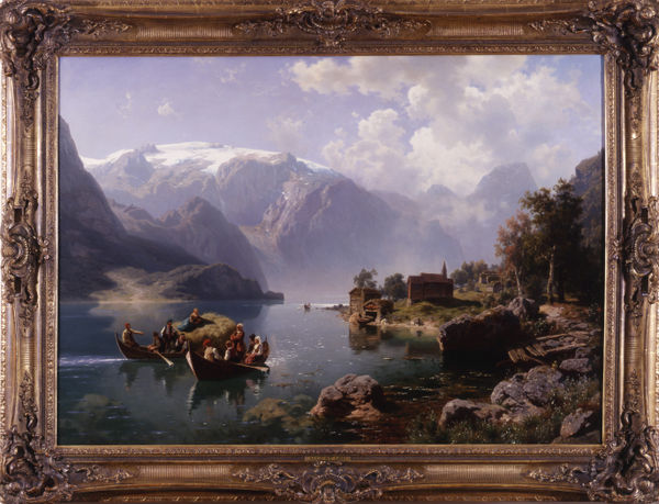 August Leu , "Landscape" by August Leu, Germany, dated 1862