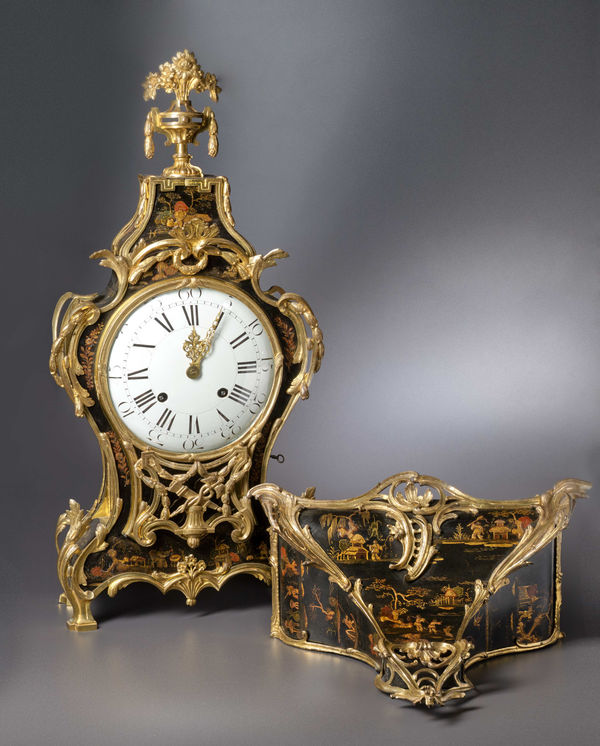 Adrien-Jérôme Jollain , A Louis XV Transitional Louis XVI grande cartel clock with bracket housed in a case by Adrien-Jérôme Jollain, Paris, date 1765 - 75