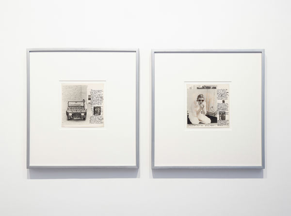 Gina PANE 1939-1990 Action Privee - cont. 1975, 1975 Signed and dated on one photograph on front Numbered on reverse 1 & 2 in pencil. Two vintage photographs, one with hand colouring and both with collage and ink writing Each: 19.6 x 19.2 cm (GPN032)