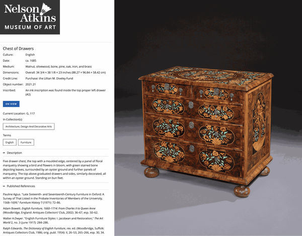 NELSON ATKINS MUSEUM OF ART, MISSOURI - ROLLESTON SALE OF A MARQUETRY CHEST