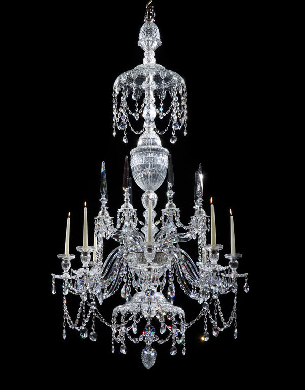 A GEORGE III CHANDELIER ATTRIBUTED TO WILLIAM PARKER, English, circa 1790
