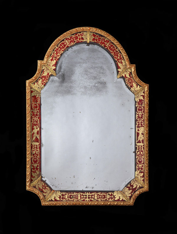 A QUEEN ANNE VERRE ÉGLOMISÉ BORDER GLASS MIRROR, English, circa 1705