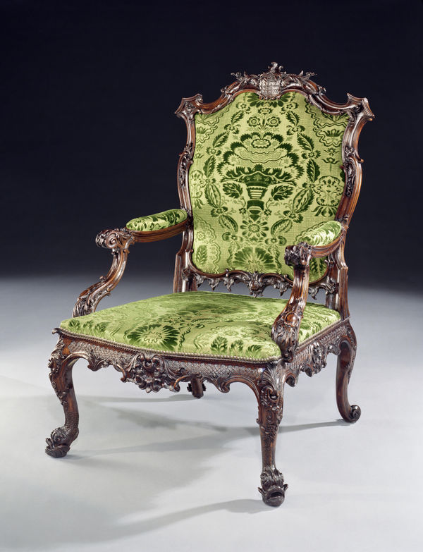 A GEORGE II MAHOGANY ARMCHAIR, English, circa 1755