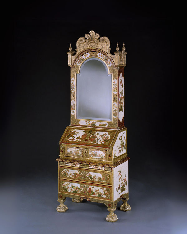 A MINIATURE QUEEN ANNE BUREAU CABINET, English, circa 1710
