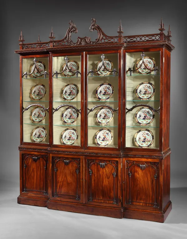 A GEORGE II MAHOGANY CHINA CABINET , English, circa 1755
