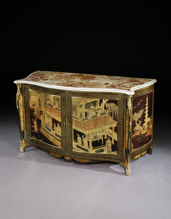 THE ASHBURNHAM PLACE LACQUER COMMODES, English, circa 1760