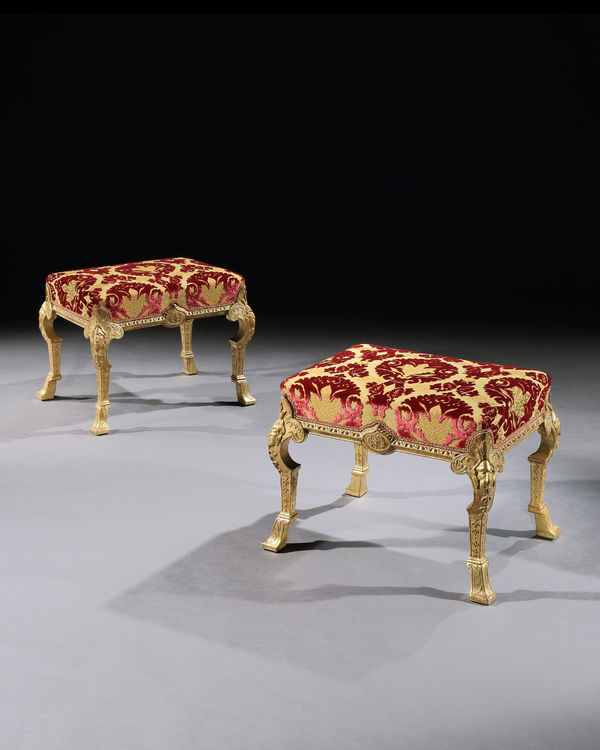 A PAIR OF GEORGE I GESSO STOOLS, English, circa 1720
