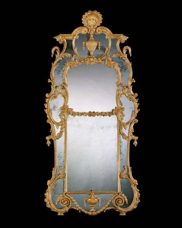 A GEORGE III GILTWOOD MIRROR ATTRIBUTED TO JOHN LINNELL