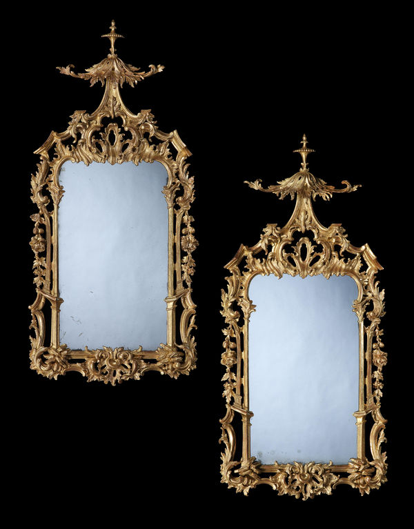A PAIR OF GEORGE III GILTWOOD MIRRORS