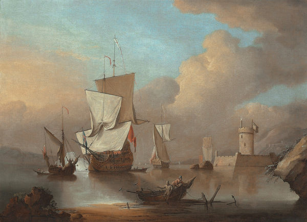 An English Man O' War firing a salute