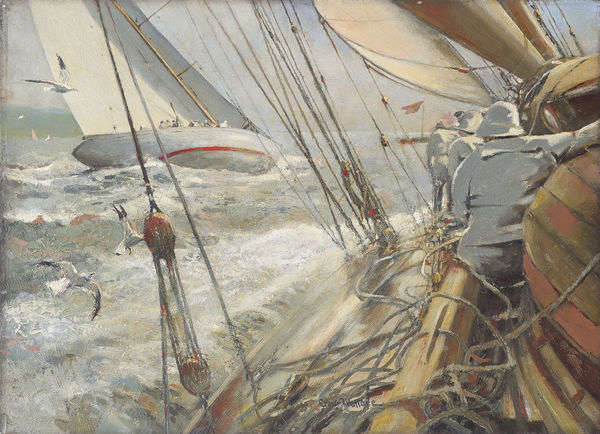 Velsheda and Vida IV competing in the Clyde Corinthian Regatta, on the Firth of Clyde