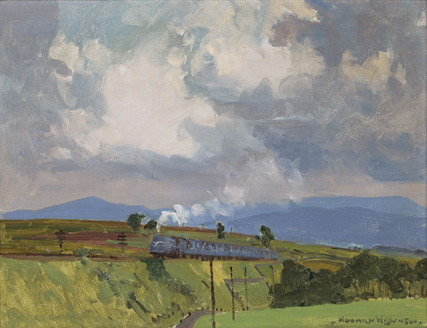 Norman Wilkinson, CBE, SMA, PRWS, RI, Study for the L.M.S. poster The ‘Coronation Scot’ Ascending Shap Fell, Cumbria, 1937
