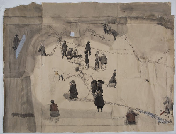 Hugh Morton, Study for Wabaduse, 2017, pen, ink & gouache on laid paper