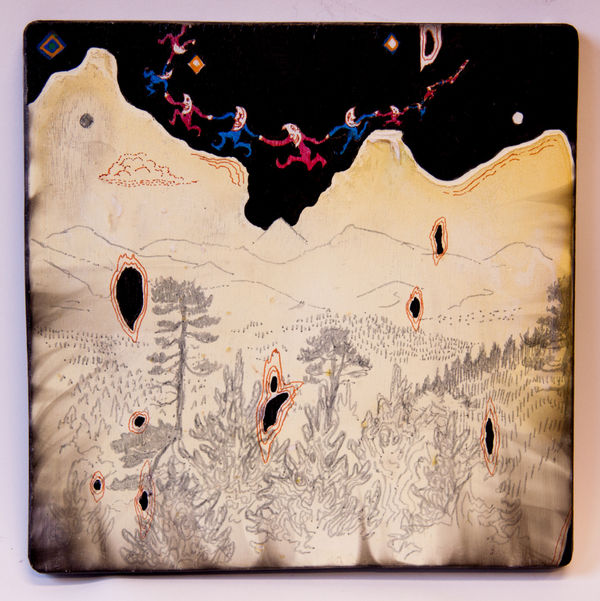 Kyle Noble, High in the Hills Acrylic, Ink varnish on board, 2014