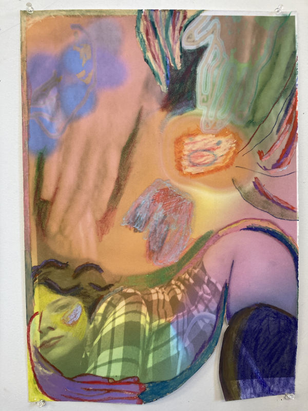 Gaby Collins-Fernandez Very Hungry Caterpillar, 2020 Crayons and digital photocollage on flocked paper 19 x 13.5 in 48.3 x 34.3 cm