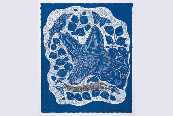 Fool for Love, 2023, Signed & dated lower right, numbered lower left, Woodblock print, 26 x 22 in, 66 x 55.9 cm, Edition 1 of 10.