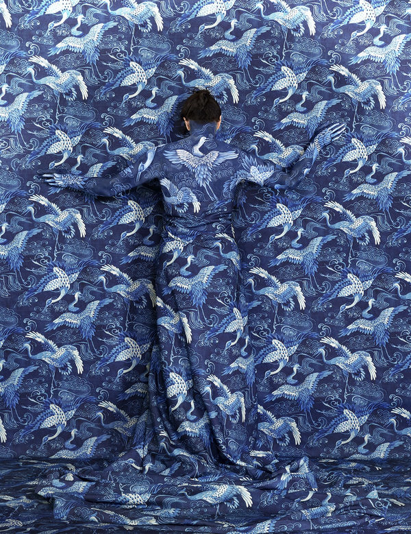 Cecilia Paredes, Blue Flight, 2021, Photo performance inkjet print, 46.75 x 36 in, 118.7 x 91.4 cm, Edition of 7 plus 3 AP