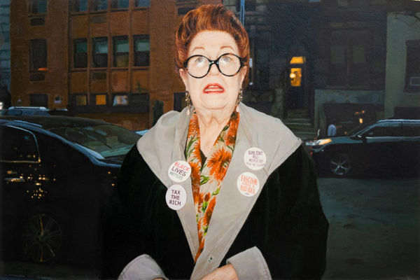 YIGAL OZERI - UNTITLED; A NEW YORK STORY - 2019 - OIL ON PAPER MOUNTED ON WOOD - 30 X 45 CM