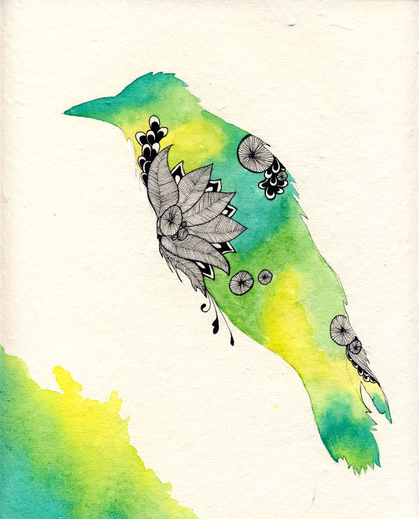 MIKA TENNEKOON Crow XV ,2011 Ink & water colour on paper 35 x 32 cm 13 3/4 x 12 5/8 in