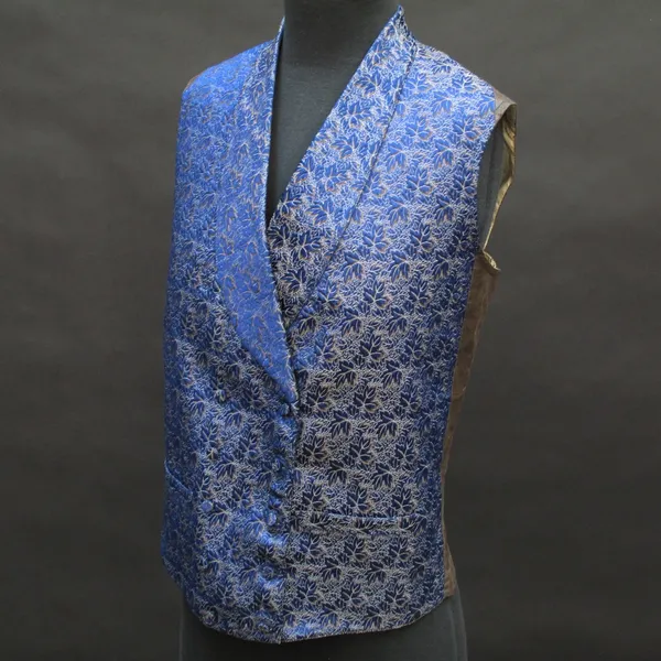Very elegant man's woven silk 19th century waistcoat with a glazed cotton back. Sold
