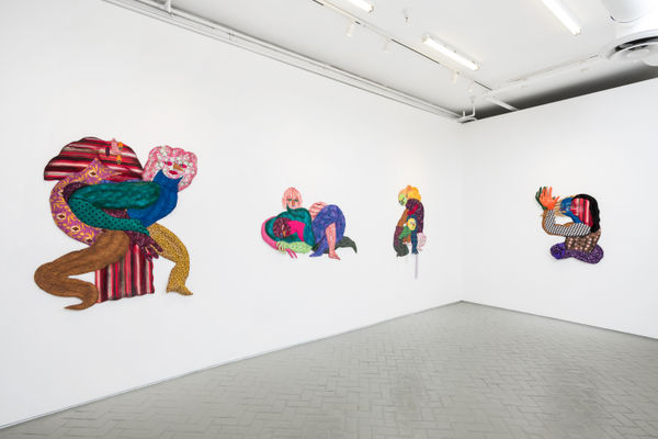 Installation of wall-based artworks in Maria A. Guzmán Capron's exhibition