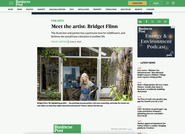 Meet the artist: Bridget Flinn, The illustrator and painter has a particular love for wildflowers, and believes she would have...