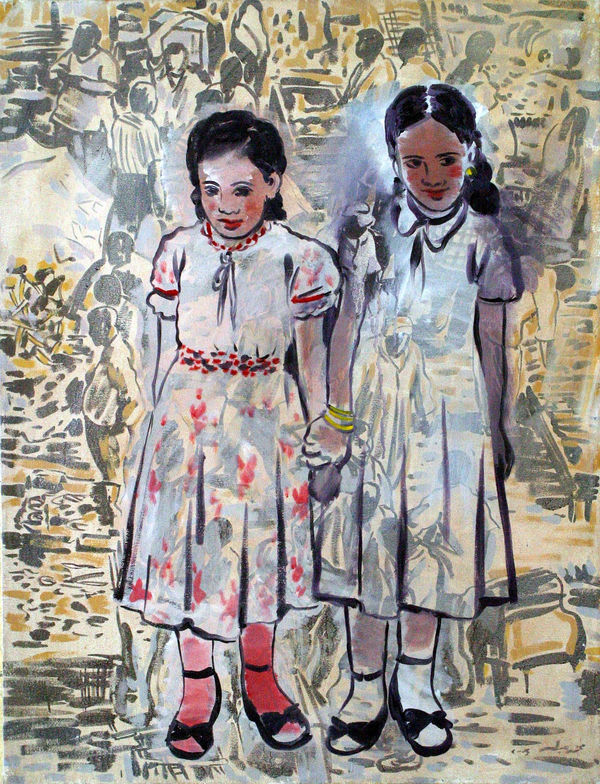 Girls In The Market 110X85Cm
