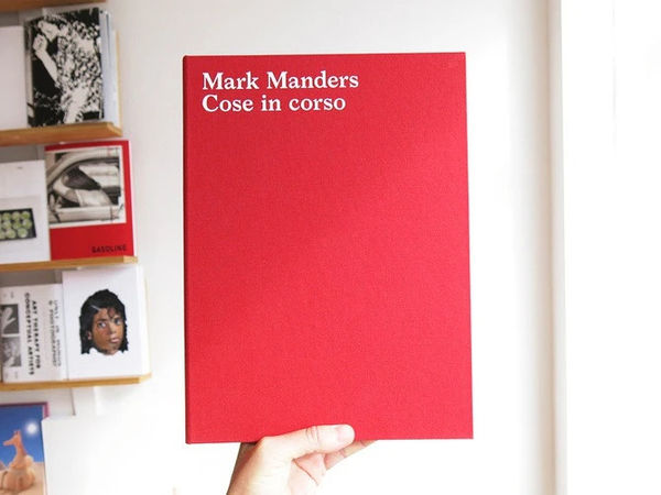 Book cover of Mark Manders / Cose in corso held in hand
