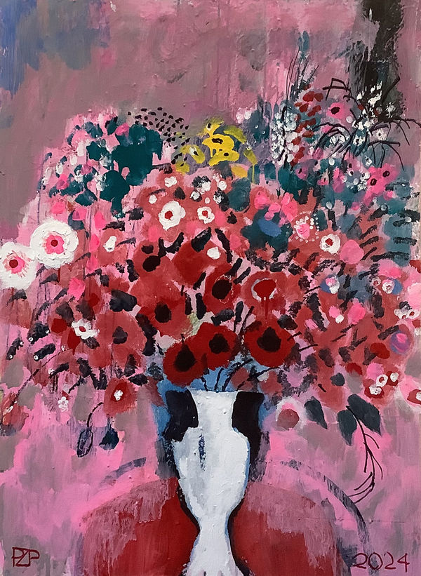 Pat Zinsmeister Parker Home Grown in Ohio, 2024 mixed media on canvas 40 x 30 in