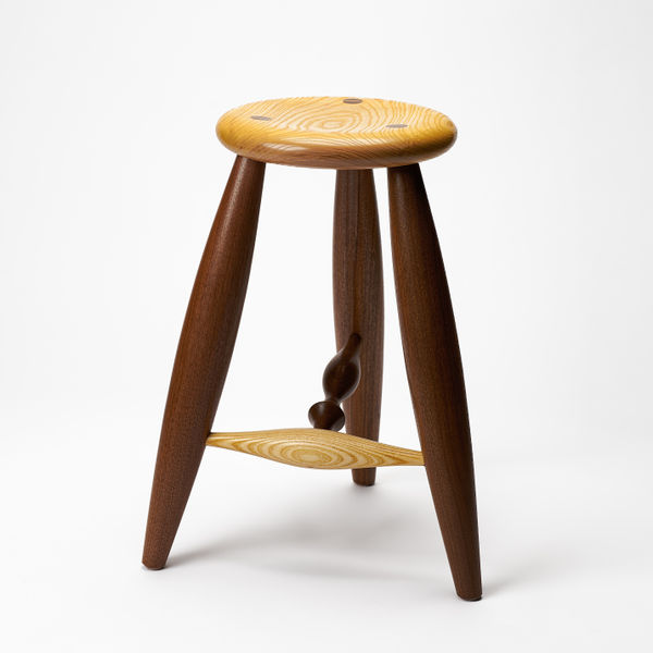 David W. Scott 33. T-Rung Stool, 2022 wood - ash and walnut 25 x 21 x 21 in