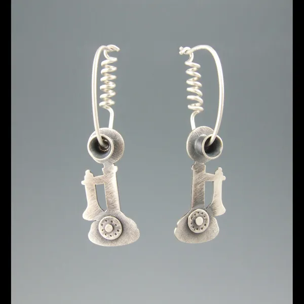 Pam Pastoric, Sterling Silver Earrings, Candlestick Phone