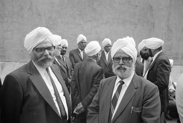 Elders gather for a wedding reception, Southall, 1977