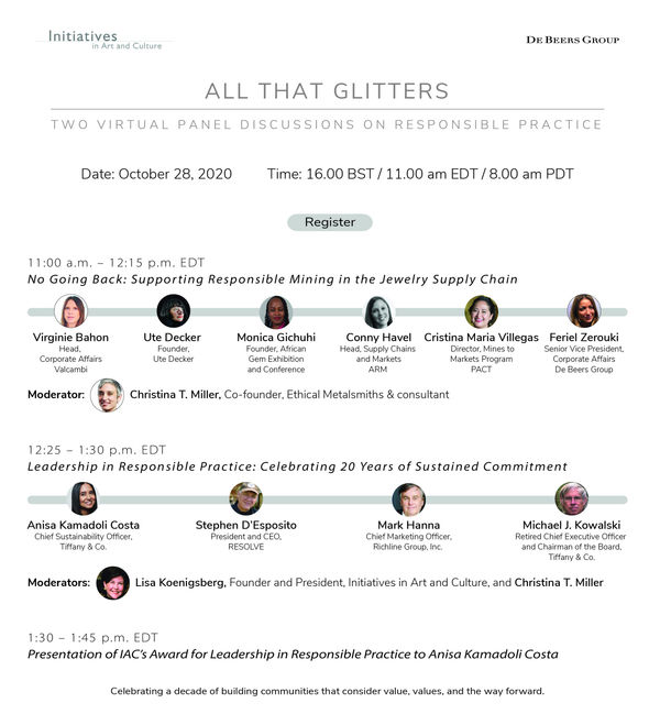 Initiatives in Art and Culture - Gold Conference, 'All That Glitters' - ethical jewellery panel, vision and leadership in incentivizing...